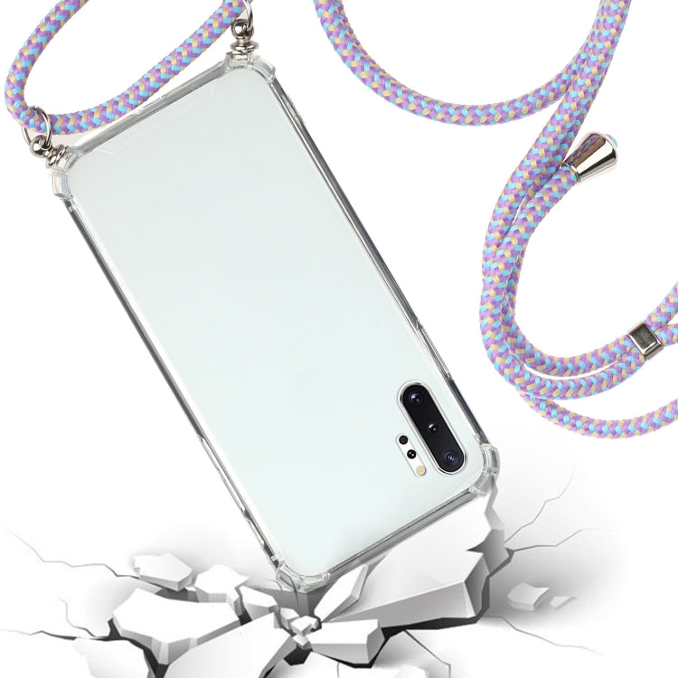 For Samsung Galaxy Note10+ Four-Corner Anti-Fall Transparent TPU Protective Case with Lanyard