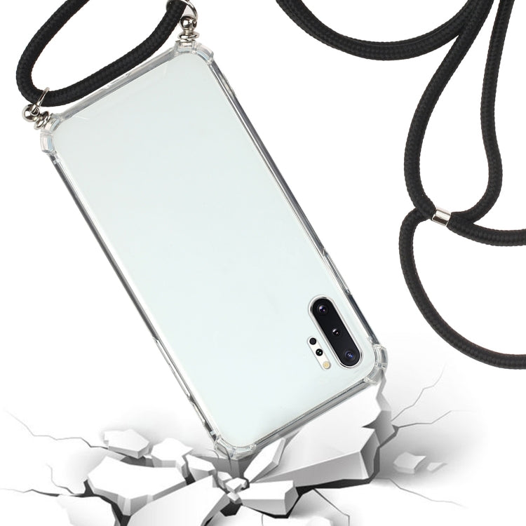 For Samsung Galaxy Note10+ Four-Corner Anti-Fall Transparent TPU Protective Case with Lanyard