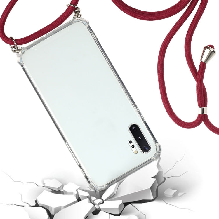 For Samsung Galaxy Note10+ Four-Corner Anti-Fall Transparent TPU Protective Case with Lanyard