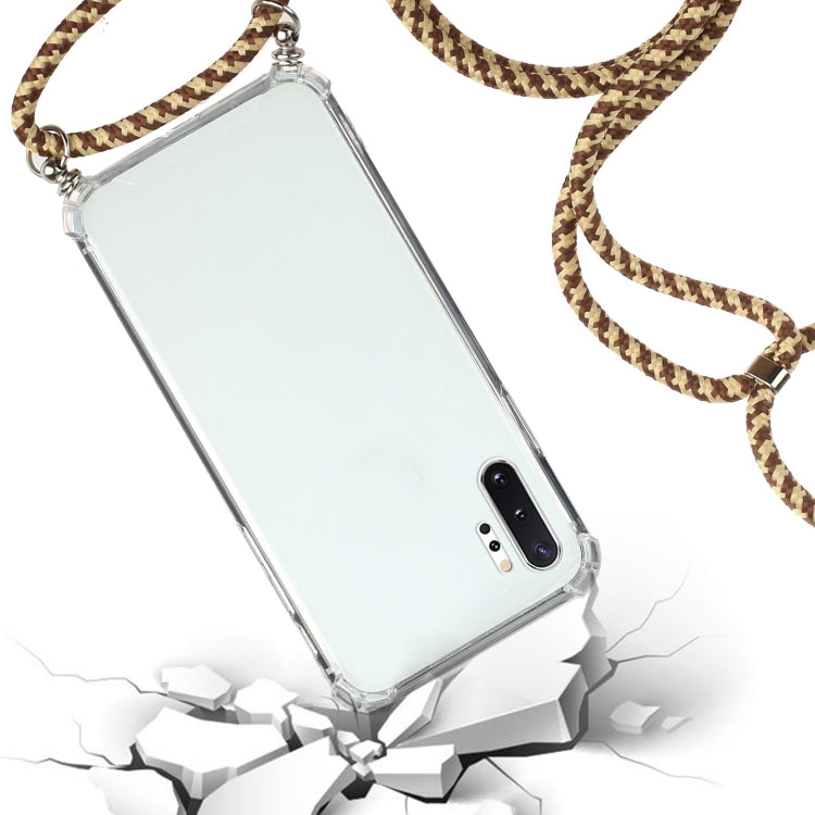 For Samsung Galaxy Note10+ Four-Corner Anti-Fall Transparent TPU Protective Case with Lanyard