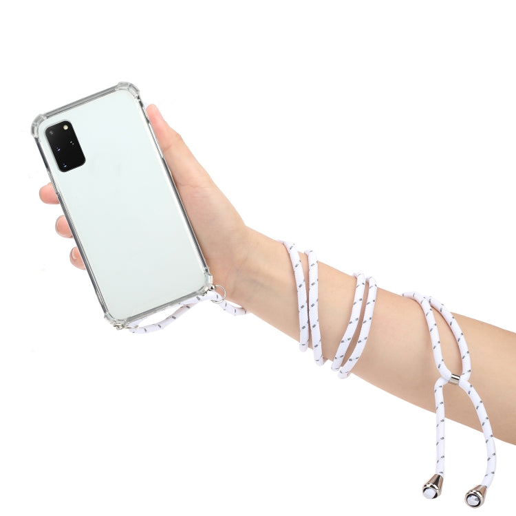 For Samsung Galaxy Note20 Four-Corner Anti-Fall Transparent TPU Protective Case with Lanyard