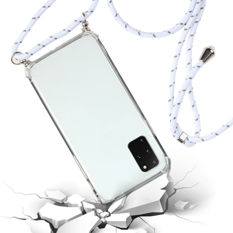 For Samsung Galaxy Note20 Four-Corner Anti-Fall Transparent TPU Protective Case with Lanyard