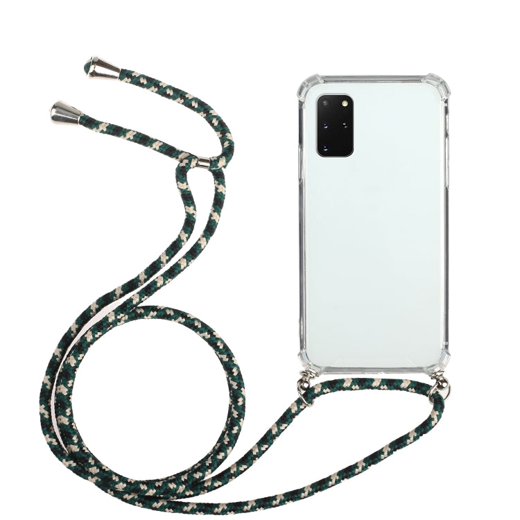 For Samsung Galaxy Note20 Four-Corner Anti-Fall Transparent TPU Protective Case with Lanyard