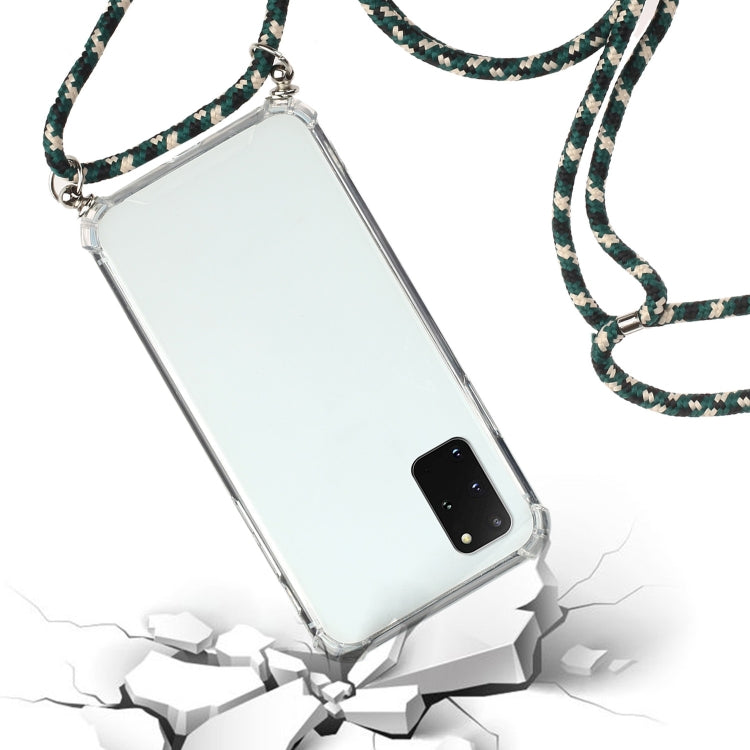 For Samsung Galaxy Note20 Four-Corner Anti-Fall Transparent TPU Protective Case with Lanyard