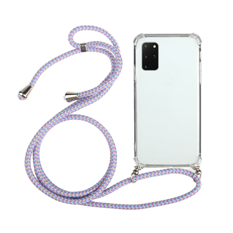 For Samsung Galaxy Note20 Four-Corner Anti-Fall Transparent TPU Protective Case with Lanyard