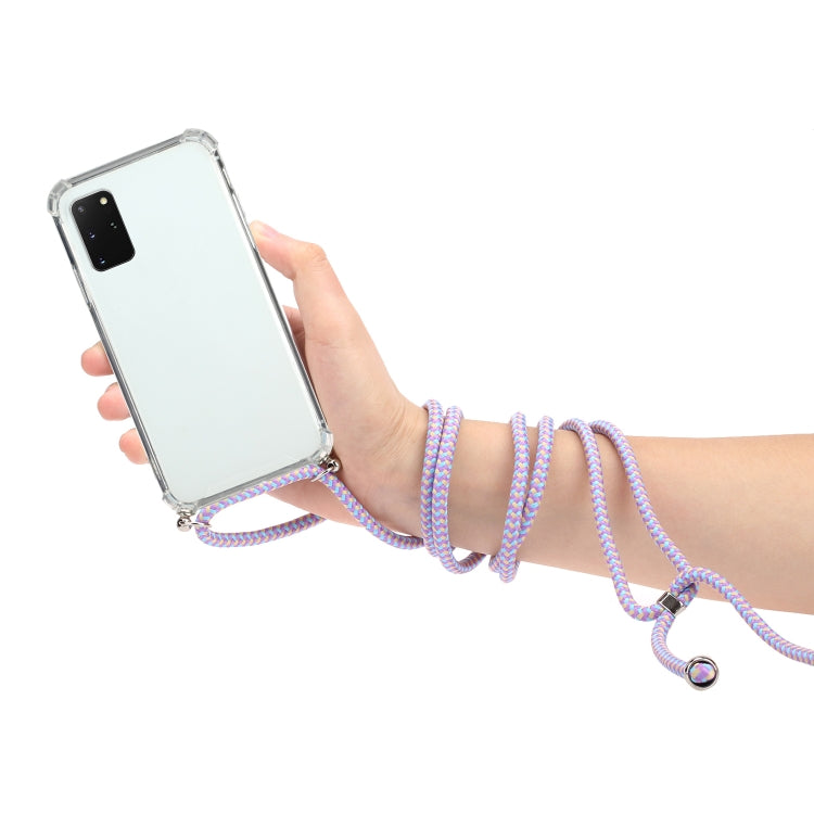 For Samsung Galaxy Note20 Four-Corner Anti-Fall Transparent TPU Protective Case with Lanyard