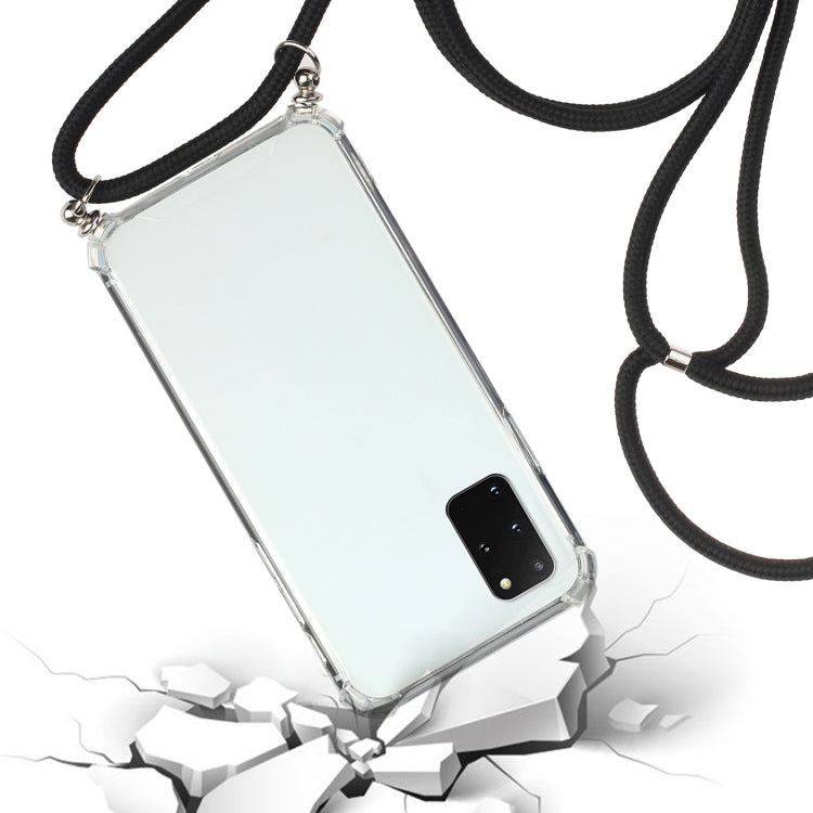 For Samsung Galaxy Note20 Four-Corner Anti-Fall Transparent TPU Protective Case with Lanyard