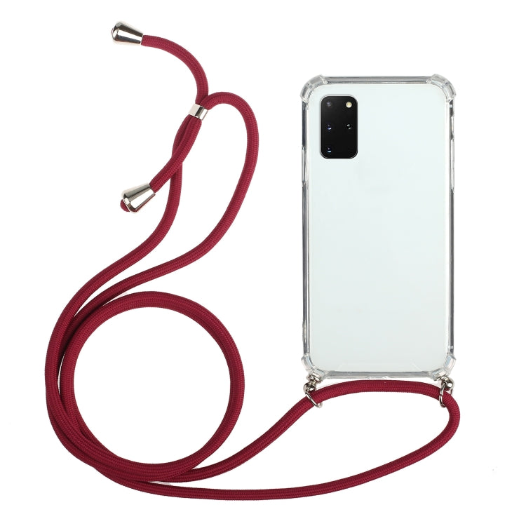 For Samsung Galaxy Note20 Four-Corner Anti-Fall Transparent TPU Protective Case with Lanyard