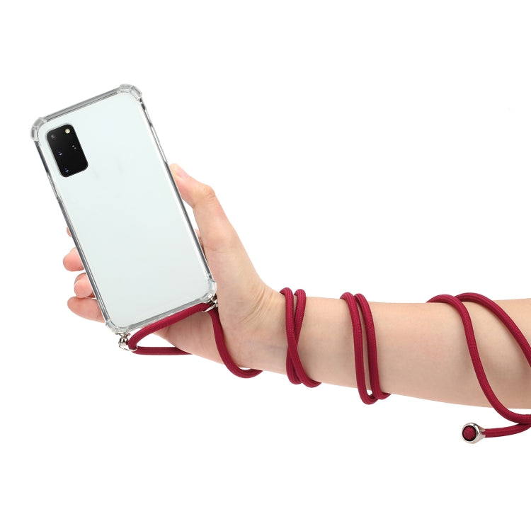 For Samsung Galaxy Note20 Four-Corner Anti-Fall Transparent TPU Protective Case with Lanyard