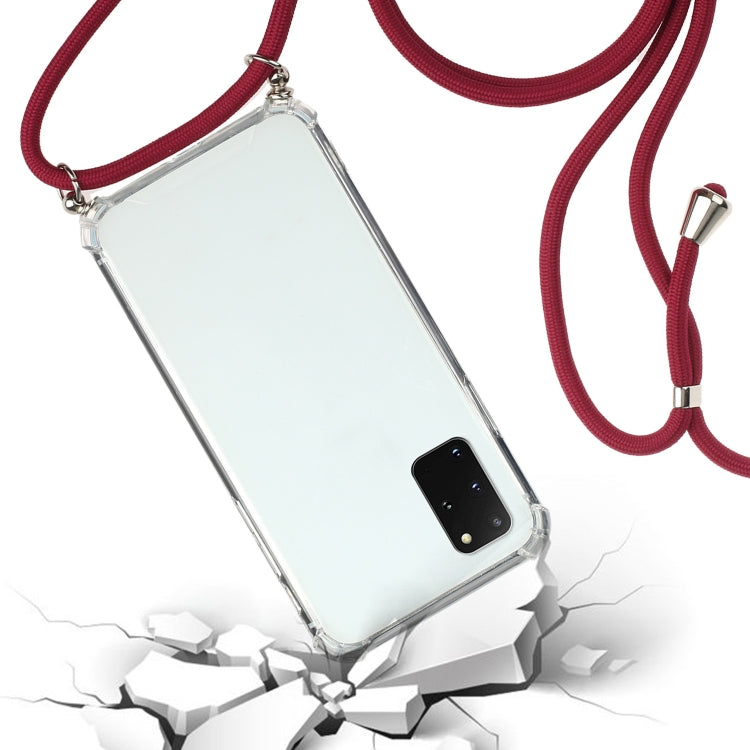 For Samsung Galaxy Note20 Four-Corner Anti-Fall Transparent TPU Protective Case with Lanyard