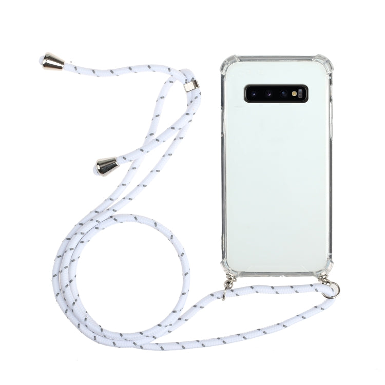 For Samsung Galaxy S10 Four-Corner Anti-Fall Transparent TPU Protective Case with Lanyard