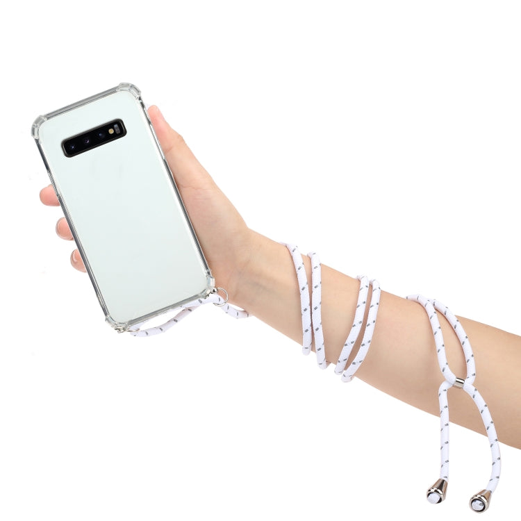 For Samsung Galaxy S10 5G Four-Corner Anti-Fall Transparent TPU Protective Case with Lanyard