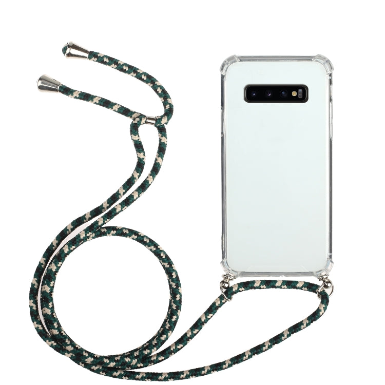 For Samsung Galaxy S10 5G Four-Corner Anti-Fall Transparent TPU Protective Case with Lanyard