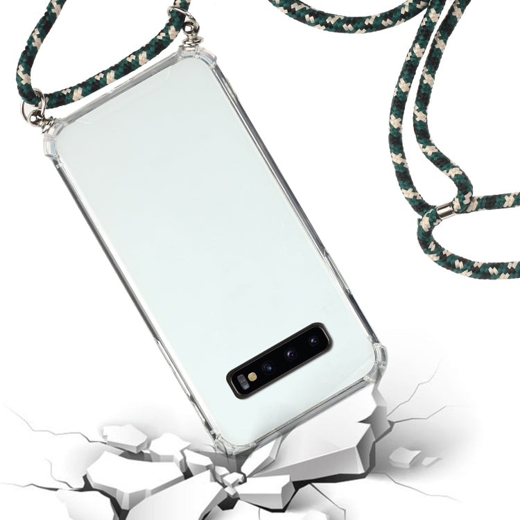 For Samsung Galaxy S10 5G Four-Corner Anti-Fall Transparent TPU Protective Case with Lanyard