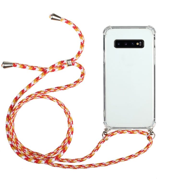 For Samsung Galaxy S10 5G Four-Corner Anti-Fall Transparent TPU Protective Case with Lanyard