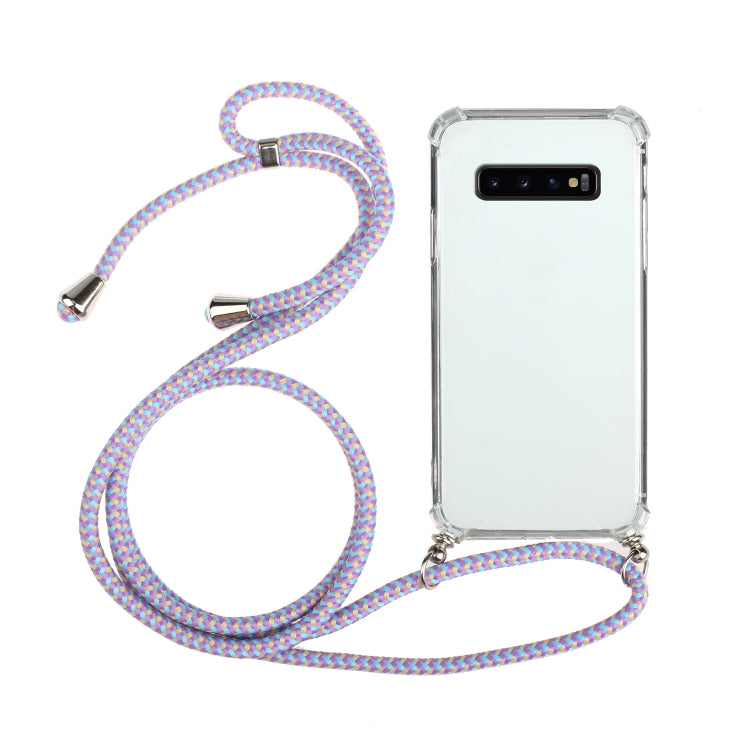 For Samsung Galaxy S10 5G Four-Corner Anti-Fall Transparent TPU Protective Case with Lanyard