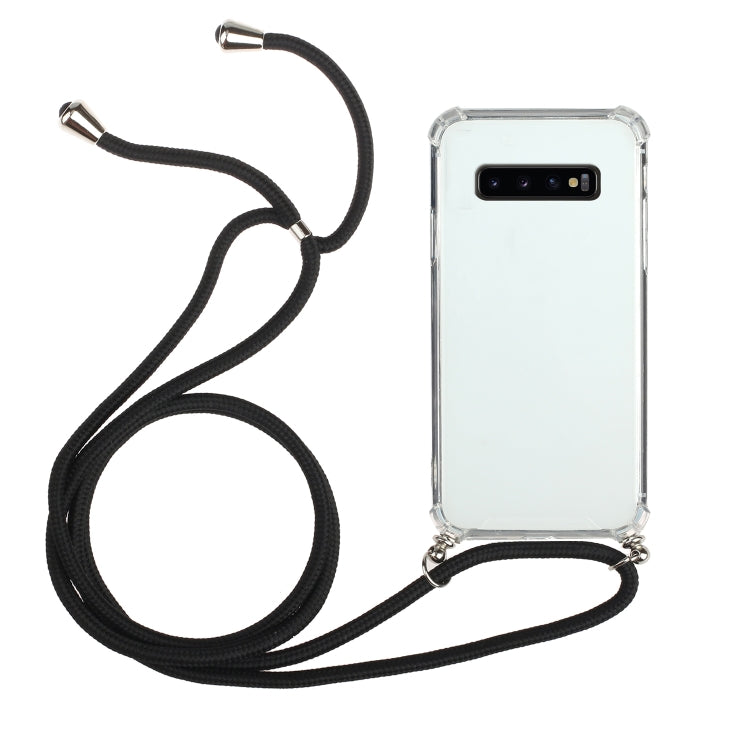 For Samsung Galaxy S10 5G Four-Corner Anti-Fall Transparent TPU Protective Case with Lanyard