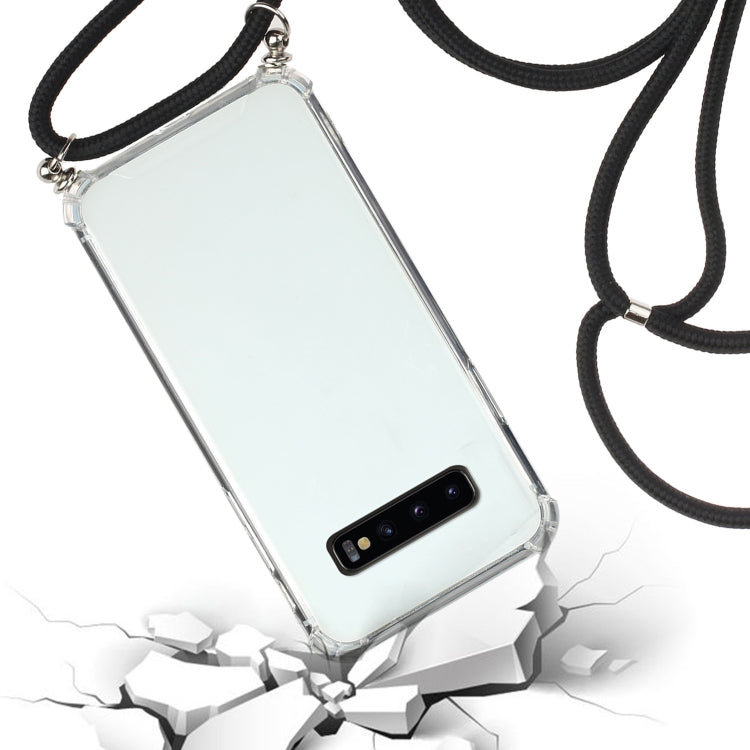 For Samsung Galaxy S10 5G Four-Corner Anti-Fall Transparent TPU Protective Case with Lanyard