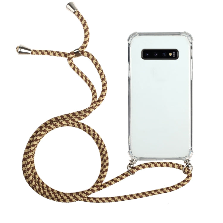 For Samsung Galaxy S10 5G Four-Corner Anti-Fall Transparent TPU Protective Case with Lanyard