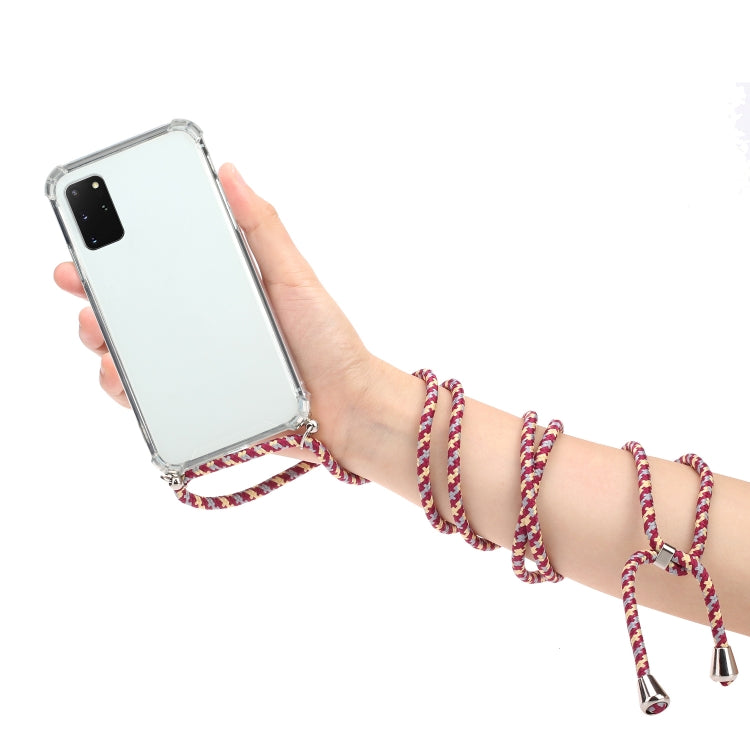 For Samsung Galaxy S20 FE 5G Four-Corner Anti-Fall Transparent TPU Protective Case with Lanyard