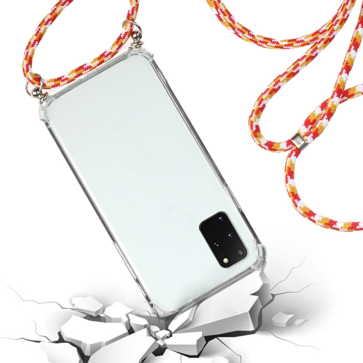 For Samsung Galaxy S20 FE 5G Four-Corner Anti-Fall Transparent TPU Protective Case with Lanyard