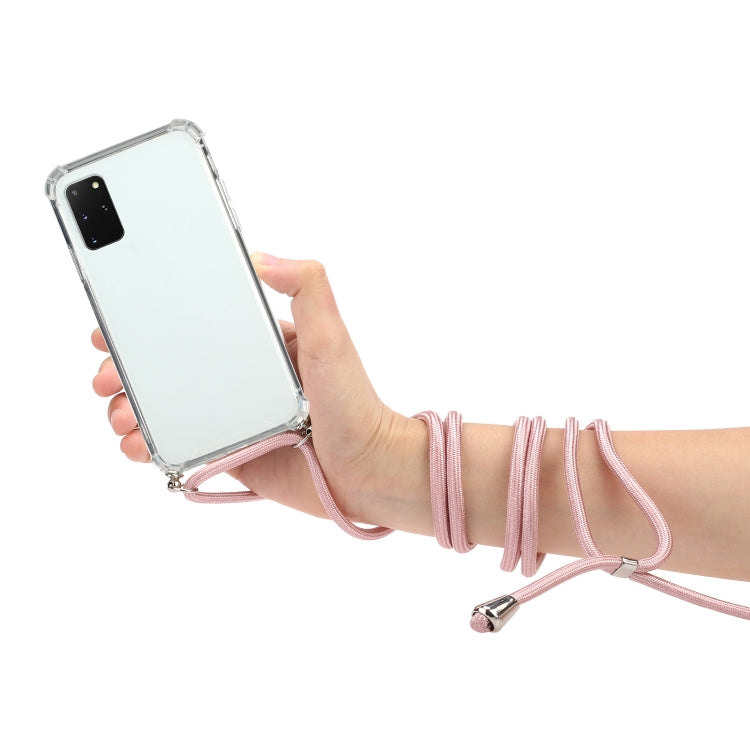 For Samsung Galaxy S20 FE 5G Four-Corner Anti-Fall Transparent TPU Protective Case with Lanyard