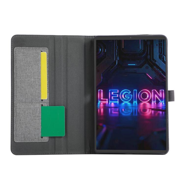 For Lenovo Legion Y700 Gen 5 Fabric Texture Horizontal Flip Leather Tablet Case with Hand Strap