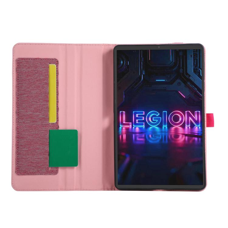 For Lenovo Legion Y700 Gen 5 Fabric Texture Horizontal Flip Leather Tablet Case with Hand Strap