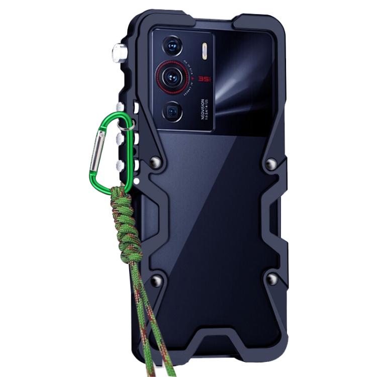 For ZTE nubia Z40 Pro Trigger Design Hollow Metal Frame Phone Case with Lanyard
