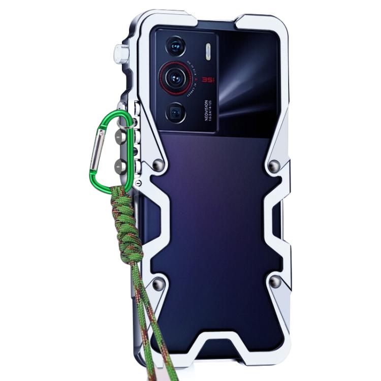 For ZTE nubia Z40 Pro Trigger Design Hollow Metal Frame Phone Case with Lanyard