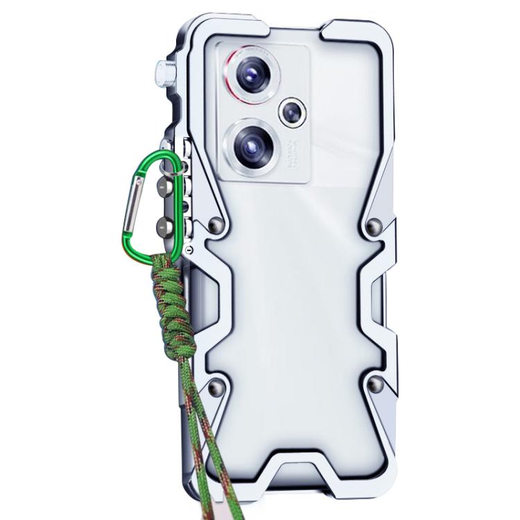 For ZTE nubia Z50 Trigger Design Hollow Metal Frame Phone Case with Lanyard