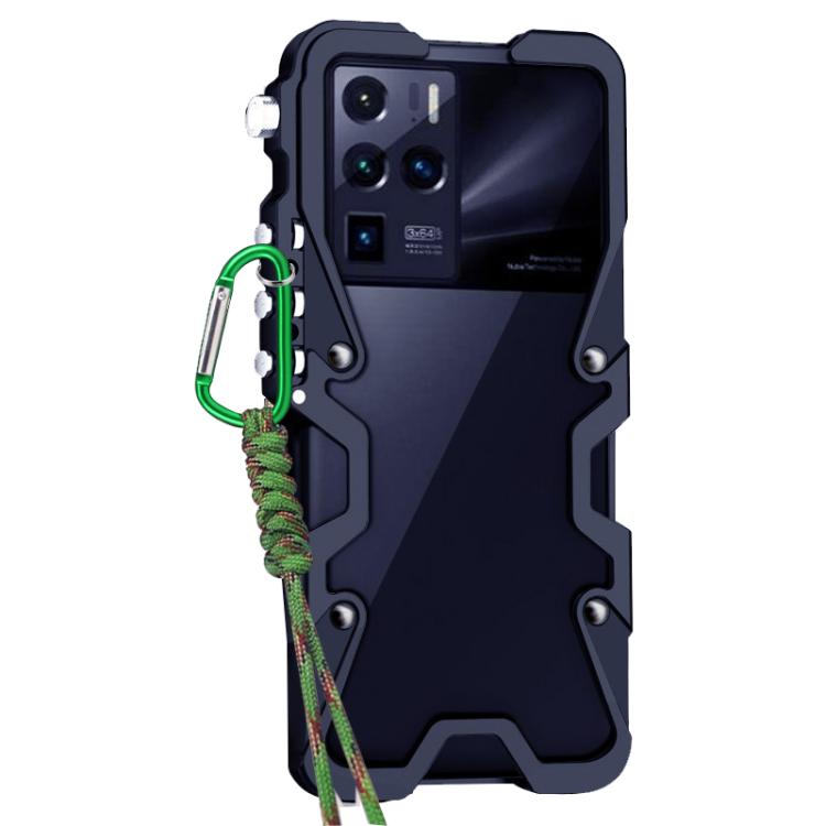 For ZTE nubia Z30 Pro Trigger Design Hollow Metal Frame Phone Case with Lanyard
