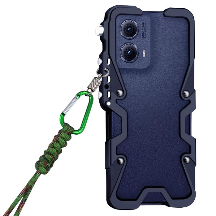 For Motorola S50 Neo Trigger Design Hollow Metal Frame Phone Case with Lanyard