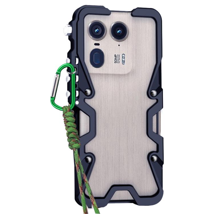 For Motorola Moto X50 Ultra Trigger Design Hollow Metal Frame Phone Case with Lanyard