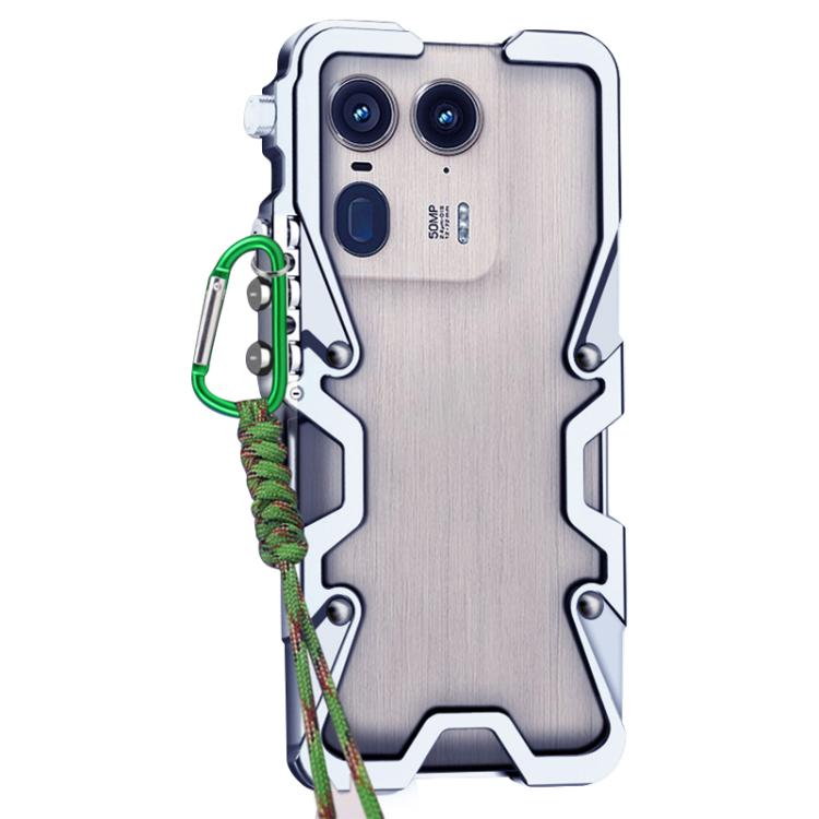 For Motorola Moto X50 Ultra Trigger Design Hollow Metal Frame Phone Case with Lanyard