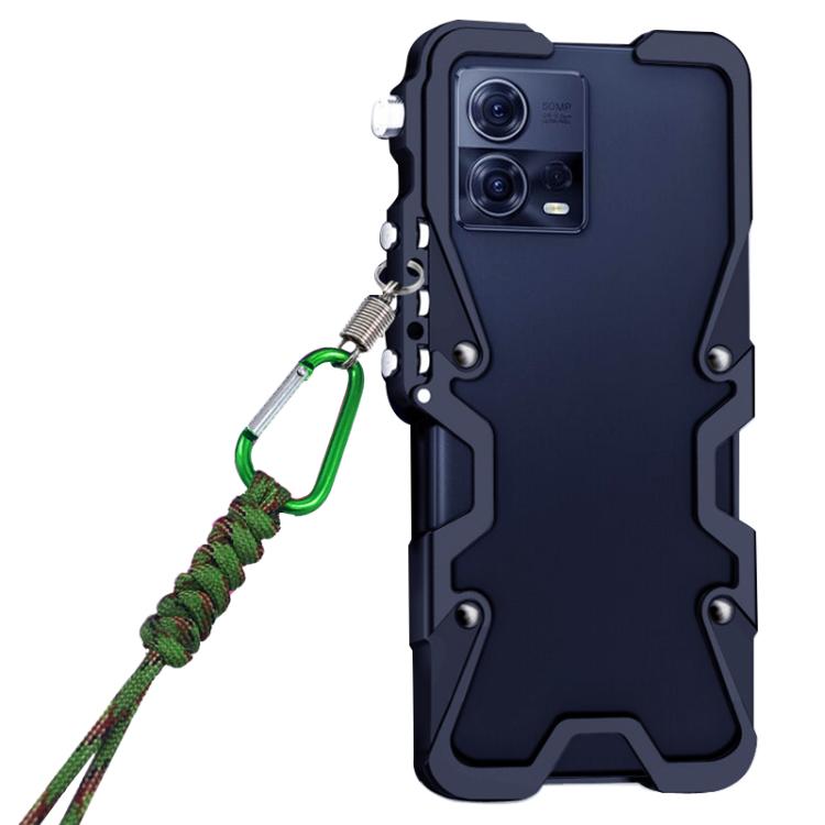 For Motorola Moto S30 Pro Trigger Design Hollow Metal Frame Phone Case with Lanyard