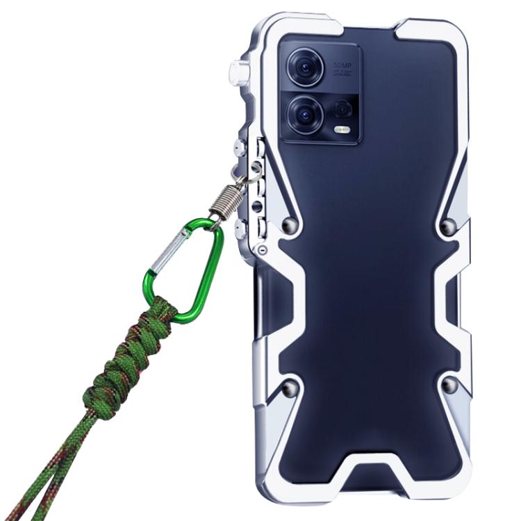 For Motorola Moto S30 Pro Trigger Design Hollow Metal Frame Phone Case with Lanyard