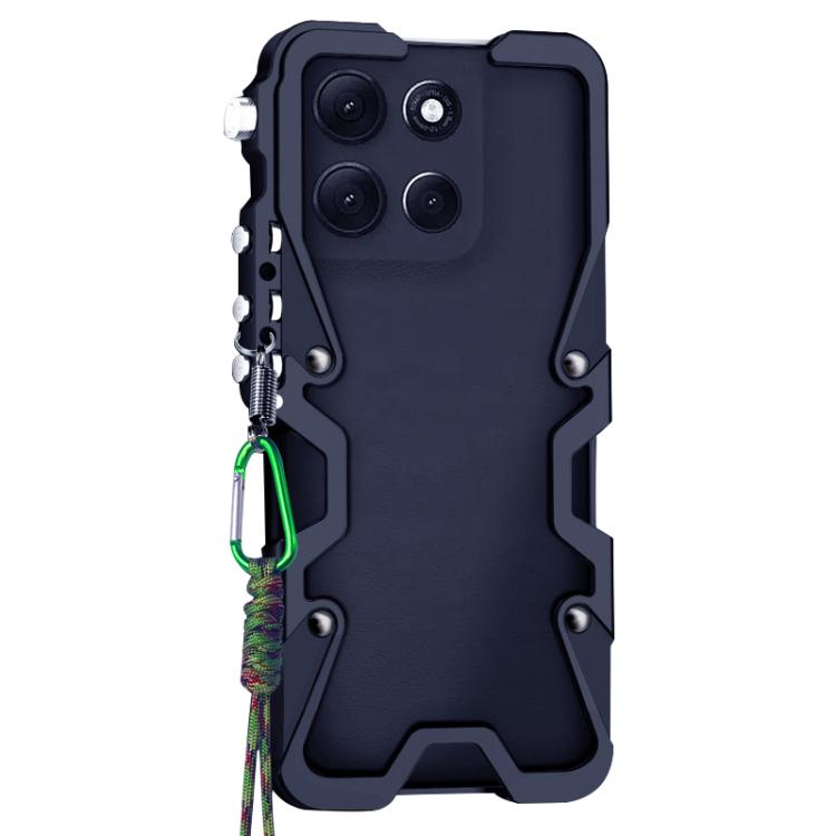 For Motorola Edge 2025 Trigger Design Hollow Metal Frame Phone Case with Lanyard