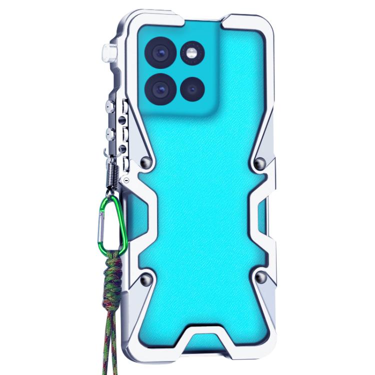 For Motorola Edge 2025 Trigger Design Hollow Metal Frame Phone Case with Lanyard