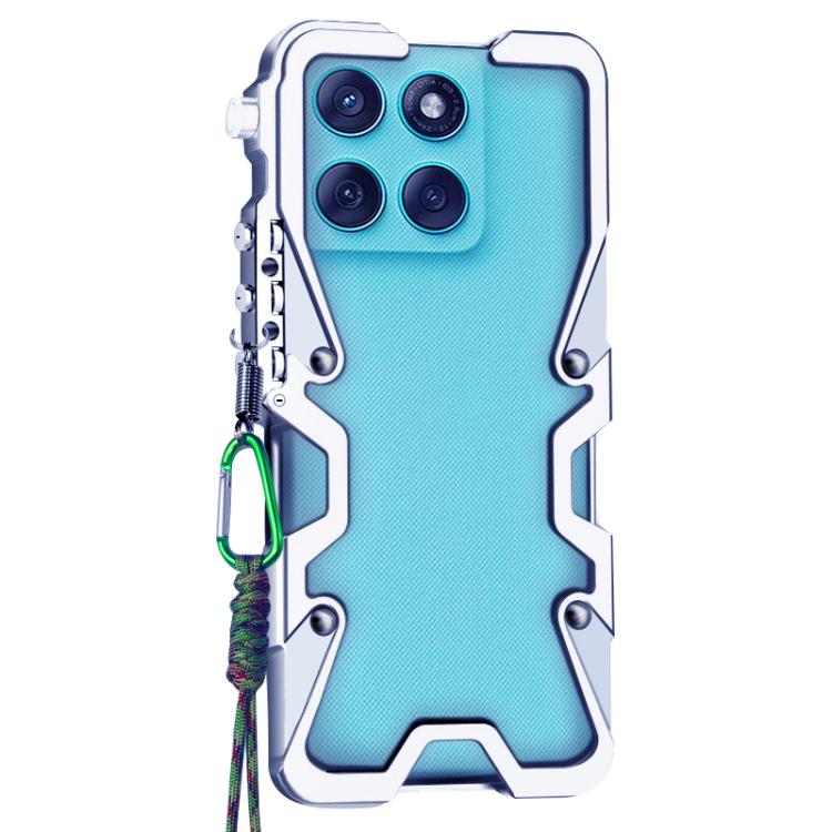 For Motorola Edge 60 Trigger Design Hollow Metal Frame Phone Case with Lanyard