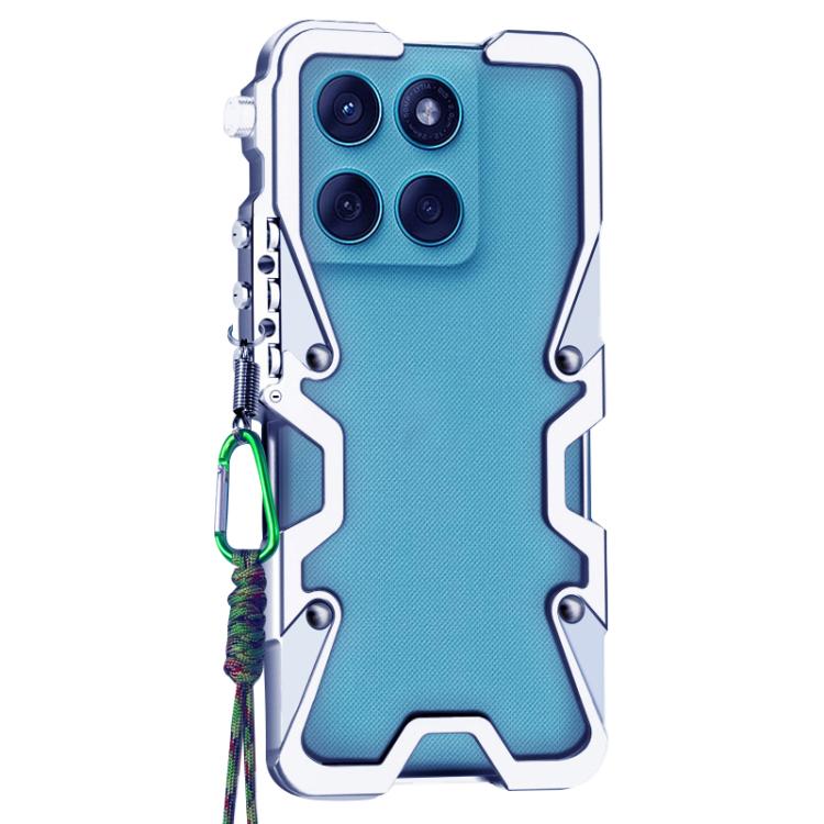For Motorola Edge 60 Pro Trigger Design Hollow Metal Frame Phone Case with Lanyard