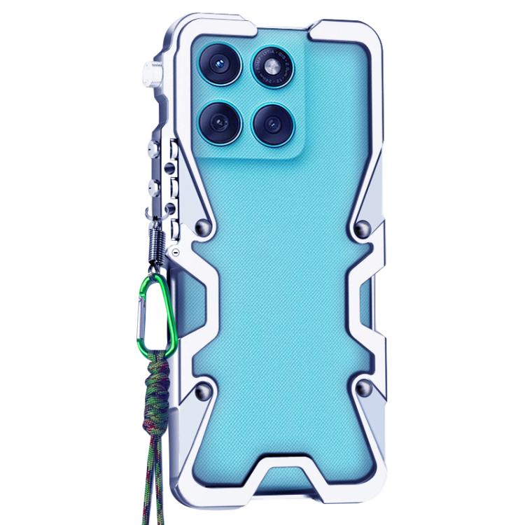 For Motorola Edge 60s Trigger Design Hollow Metal Frame Phone Case with Lanyard
