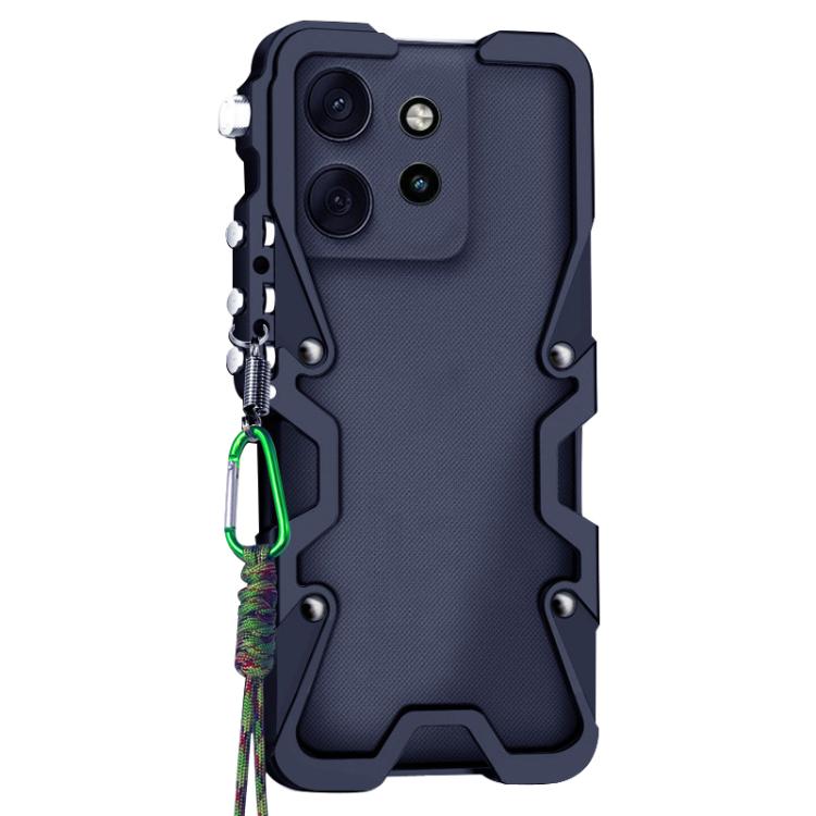 For Motorola Edge 50 Trigger Design Hollow Metal Frame Phone Case with Lanyard