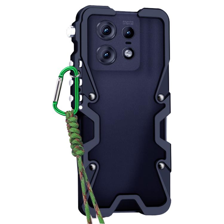 For Motorola Edge 50 Pro Trigger Design Hollow Metal Frame Phone Case with Lanyard