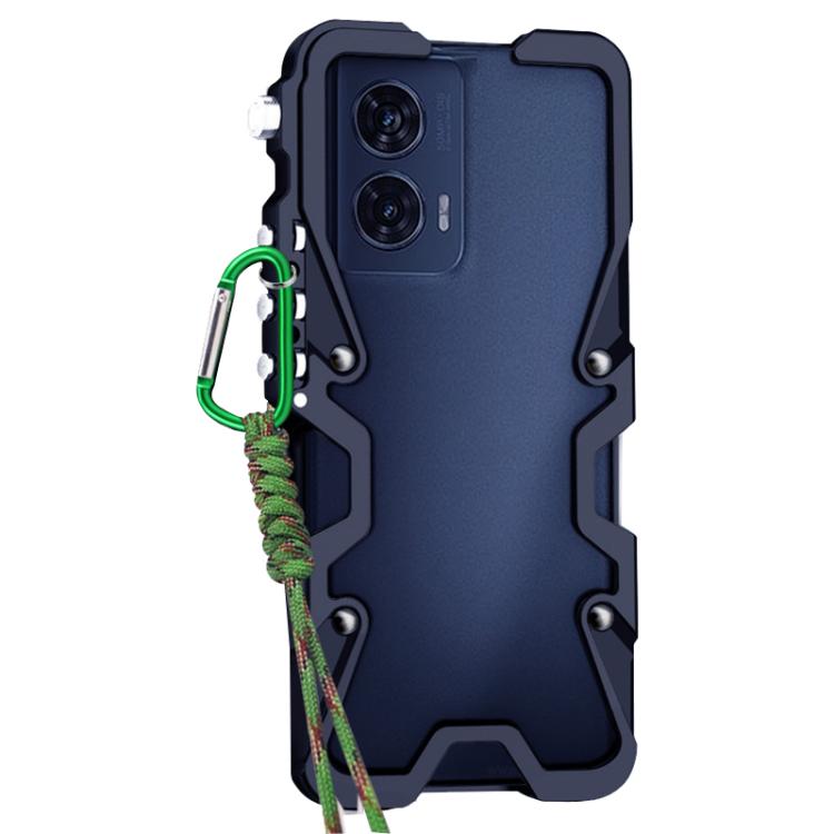 For Motorola Edge 50 Fusion Trigger Design Hollow Metal Frame Phone Case with Lanyard