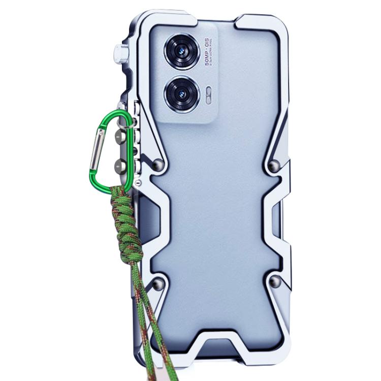 For Motorola Edge 50 Fusion Trigger Design Hollow Metal Frame Phone Case with Lanyard