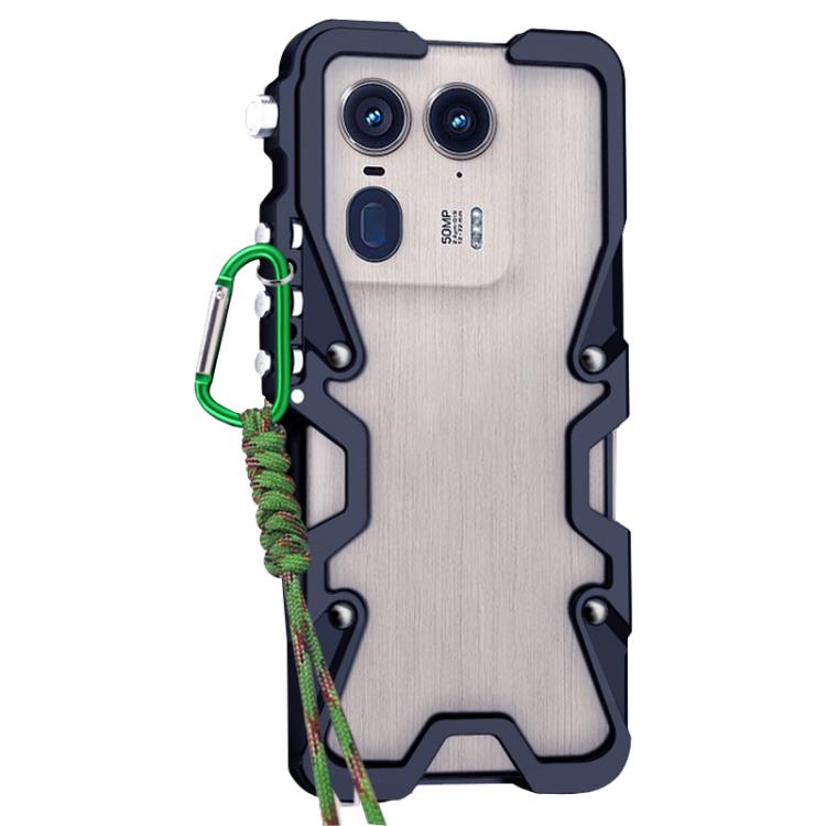 For Motorola Edge 50 Ultra Trigger Design Hollow Metal Frame Phone Case with Lanyard
