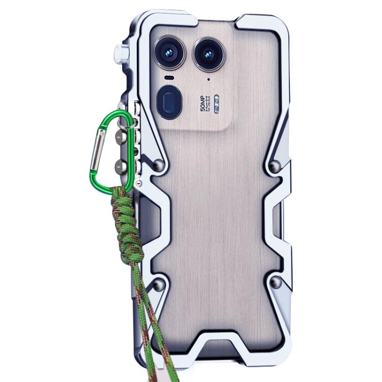For Motorola Edge 50 Ultra Trigger Design Hollow Metal Frame Phone Case with Lanyard