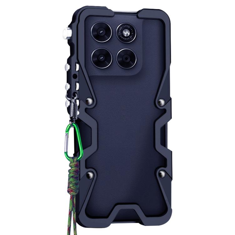 For Motorola Moto G17 / G17 Power 4G Trigger Design Hollow Metal Frame Phone Case with Lanyard