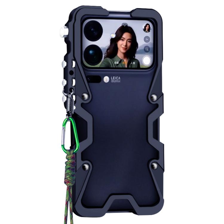 For Xiaomi 17 Pro Max Trigger Design Hollow Metal Frame Phone Case with Lanyard